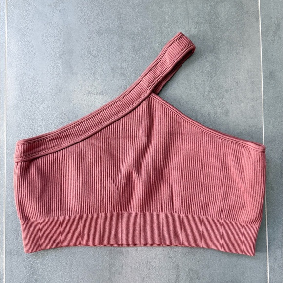 NEW One-Shoulder Ribbed Crop Top - brown - Picture 2 of 3